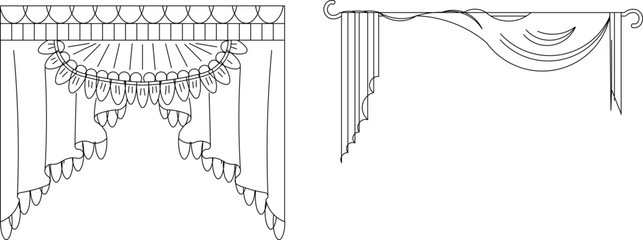 vector sketch illustration silhouette design curtain fabric for home interior 