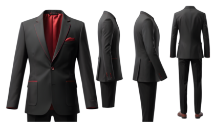 Black suit with a black tie and  shirt