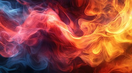 Fototapeta premium Fiery abstract swirls blue red orange hues