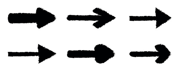 Grunge arrow, Set of different grunge brush strokes arrows. arrow icon set. arrow vector set. Vector grunge pointer. set of black abstract textured vector arrows design. 