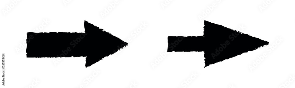 Poster set of grunge brush strokes arrows. brush, marker drawn bold arrows set. vector arrow set. black abs