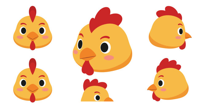 Colorful cartoon chicken character design in flat style vector illustration