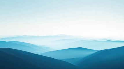 Fototapeta premium An abstract blue landscape with a soft, blurred horizon that changes from light blue to dark blue, evoking a sense of distance.