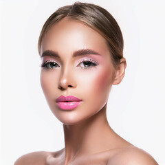 Fototapeta premium Stunning Professional Makeup Look with Soft Pink Hues