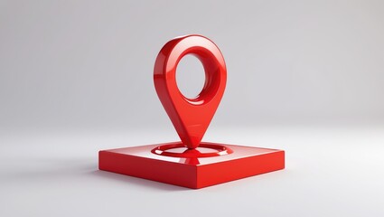 Red 3D map pointer pin icon isolated on white background