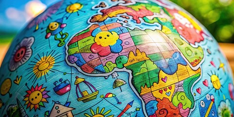 Obraz premium Silhouette globe, a playful, inked sphere.