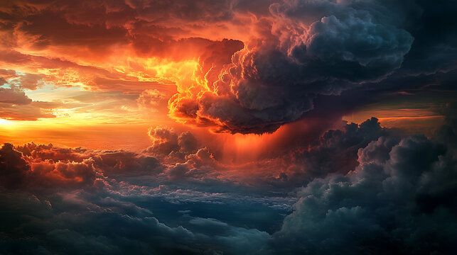 A dramatic supercell thunderstorm forming over a vast landscape, ominous clouds rolling in (2)