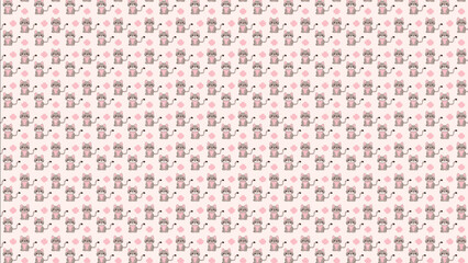 子猫と毛糸のイラストパターン　かわいい背景