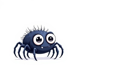 Cartoon Spider with Big Eyes Isolated on White Background for Creative Projects