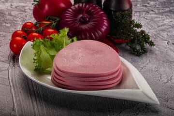 Boiled pork sliced sausage stack