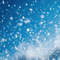 Obraz premium Gentle Falling Snow Against a Bright Blue Sky Creating a Magical Winter Wonderland Scene