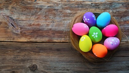 easter eggs on wooden background