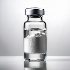 Vial of Vaccine Containing Drug Powder on White Background