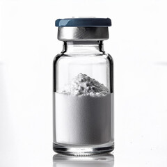 Vial of Vaccine Containing Drug Powder on White Background