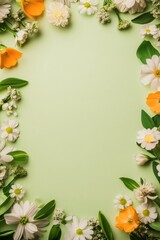 Beautiful background template made of Spring flowers.