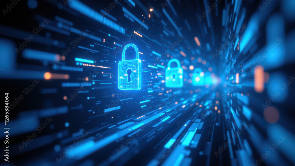 Poster cybersecurity data encryption digital protection