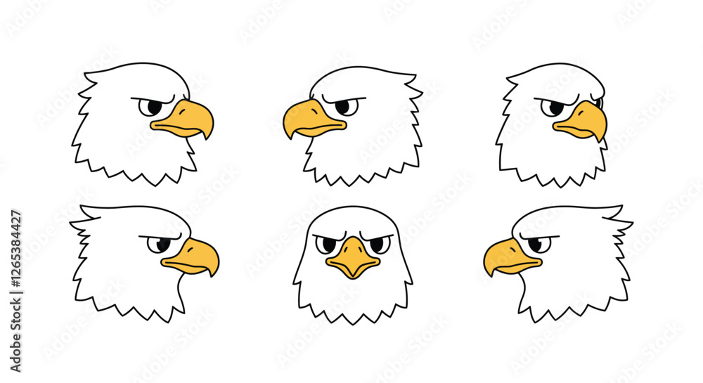 Poster eagle character expressions in minimal flat design vector art