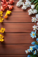 Beautiful background template made of Spring flowers.