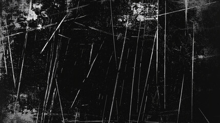Scratched Grunge Urban Background Texture. Dust Overlay Distress Grainy Grungy Effect. Isolated on Black Background With White Lines Scratches.