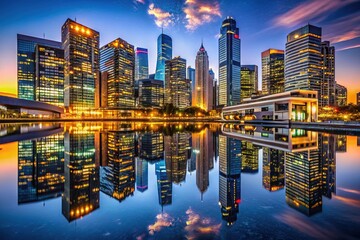 Obraz premium Urban design captured: Stunning night and day architectural images, highlighting contrast and symmetry.