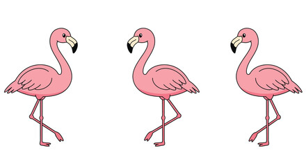 Naklejka premium Pink flamingo in motion with flat design style vector illustration