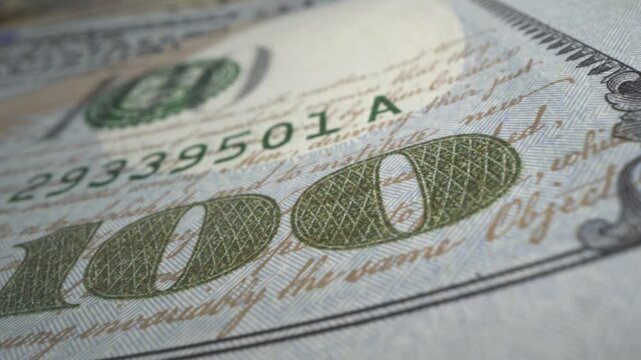 One hundred dollar bills background. Cash flow business and financing 4k footage. Pile of stacks American banknotes. Bet winning and luck jackpot concept