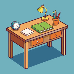 vector illustration of office desk