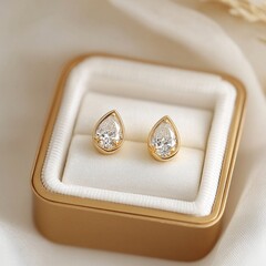 Elegant pear-shaped diamond stud earrings in luxurious gold settings