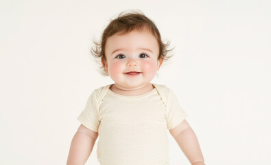 Naklejka premium Adorable Baby with White Background. Generative AI