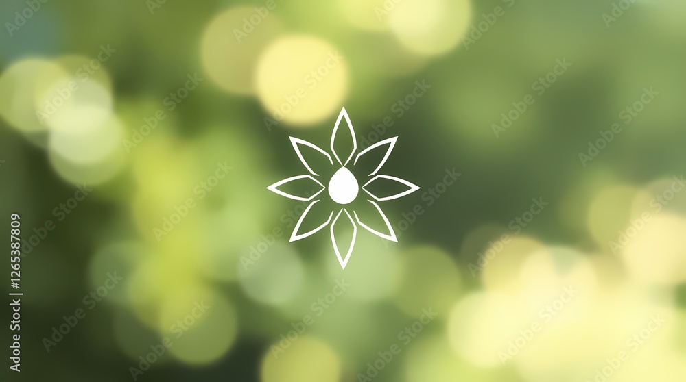 Poster delicate floral design with soft bokeh background in a tranquil green setting. generative ai
