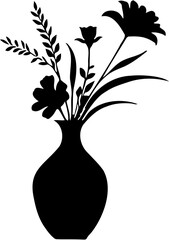 vector silhouette of a flower vase