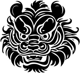 lion dance silhouette vector