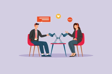 Podcast concept. Colored flat vector illustration isolated.