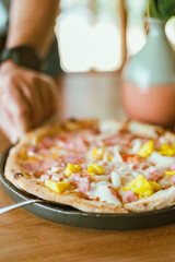 Close up homemade pizza