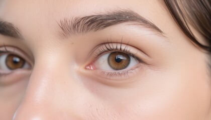 Fototapeta premium Close-up Portrait of Beautiful Brown Eyes with Natural Makeup