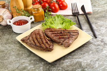 Delicus grilled beef steak with sauce