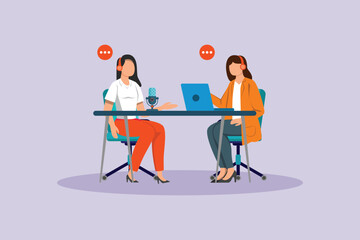 Podcast concept. Colored flat vector illustration isolated.