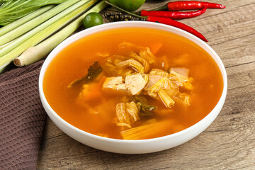 Korean kimchi soup with seafood