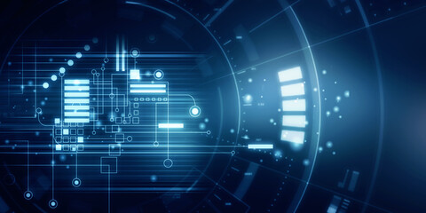 2d illustration Abstract futuristic electronic circuit technology background