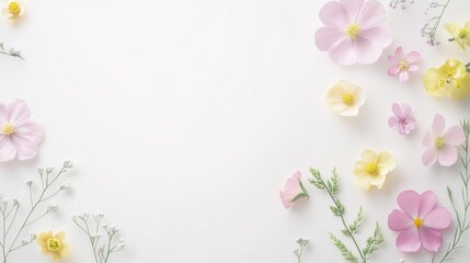 Beautiful background template made of Spring flowers.