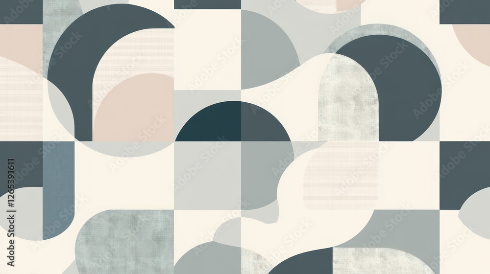 Poster geometric harmony: a modern abstract composition with soft color palette