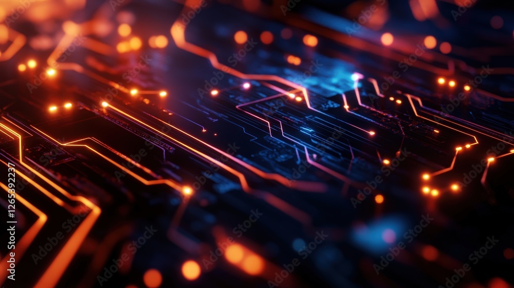 Aufkleber this image depicts a vibrant circuit board design showcasing intricate patterns and glowing traces i