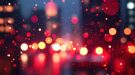 City night bokeh blur with snowfall