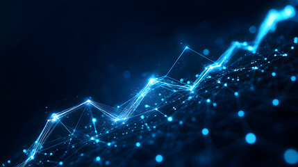 Abstract Blue Network Data Flow, Digital Technology and Connectivity Background