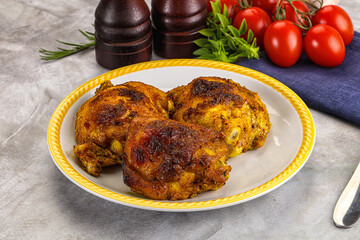 Roasted chicken thighs  with spices