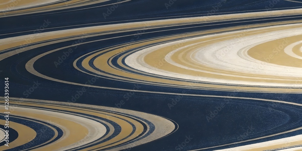 Poster creating dynamic art abstract patterns in dark blue and gold swirls digital artwork modern design cr