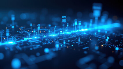 Obraz premium A digital illustration of interconnected circuits representing cybersecurity technology.