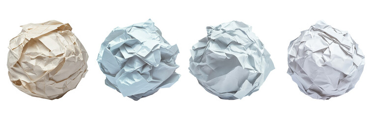 crumpled paper ball isolated on transparent background