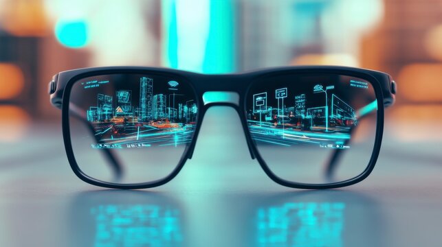 AI-Powered AR Glasses Displaying Real-Time Urban Information