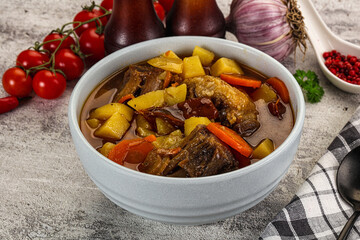 Gourmet Oxtail beef soup with vegetables